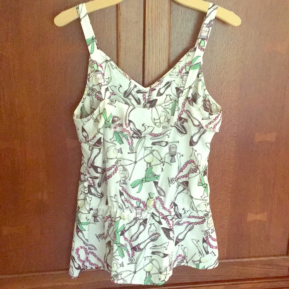 ❤️Ultra fem print ruffles pearls shoes cami tank - Picture 4 of 16